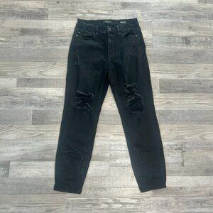 Judy Blue Black Boyfriend Fit Distressed Jeans S11